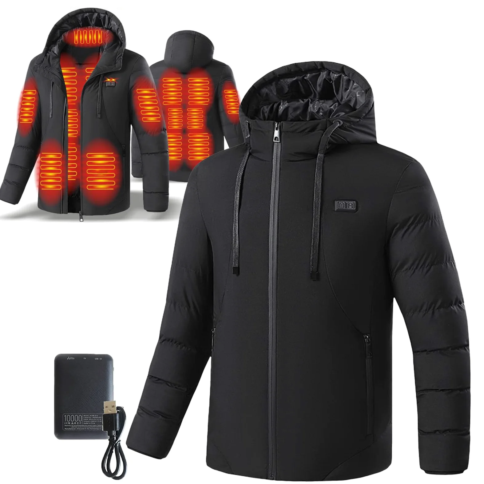 Veste Chauffante Électrique À Chauffage Intelligent 11 Zones pour Hommes et Femmes Polaire Veste Chaude Hiver 3 Niveaux De Température avec Batterie Rechargeable 10000Mah