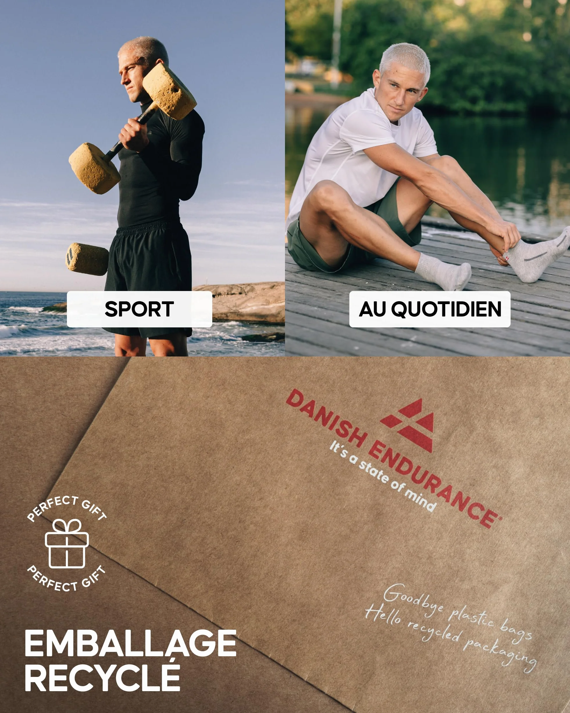 DANISH ENDURANCE Chaussettes de Sport en Coton Bio, Chaussettes Athlétiques Anti-Ampoules et Respirantes, pour le Quotidien & la Salle, pour Hommes & Femmes, Unisexes, Lot de 3 ou 6