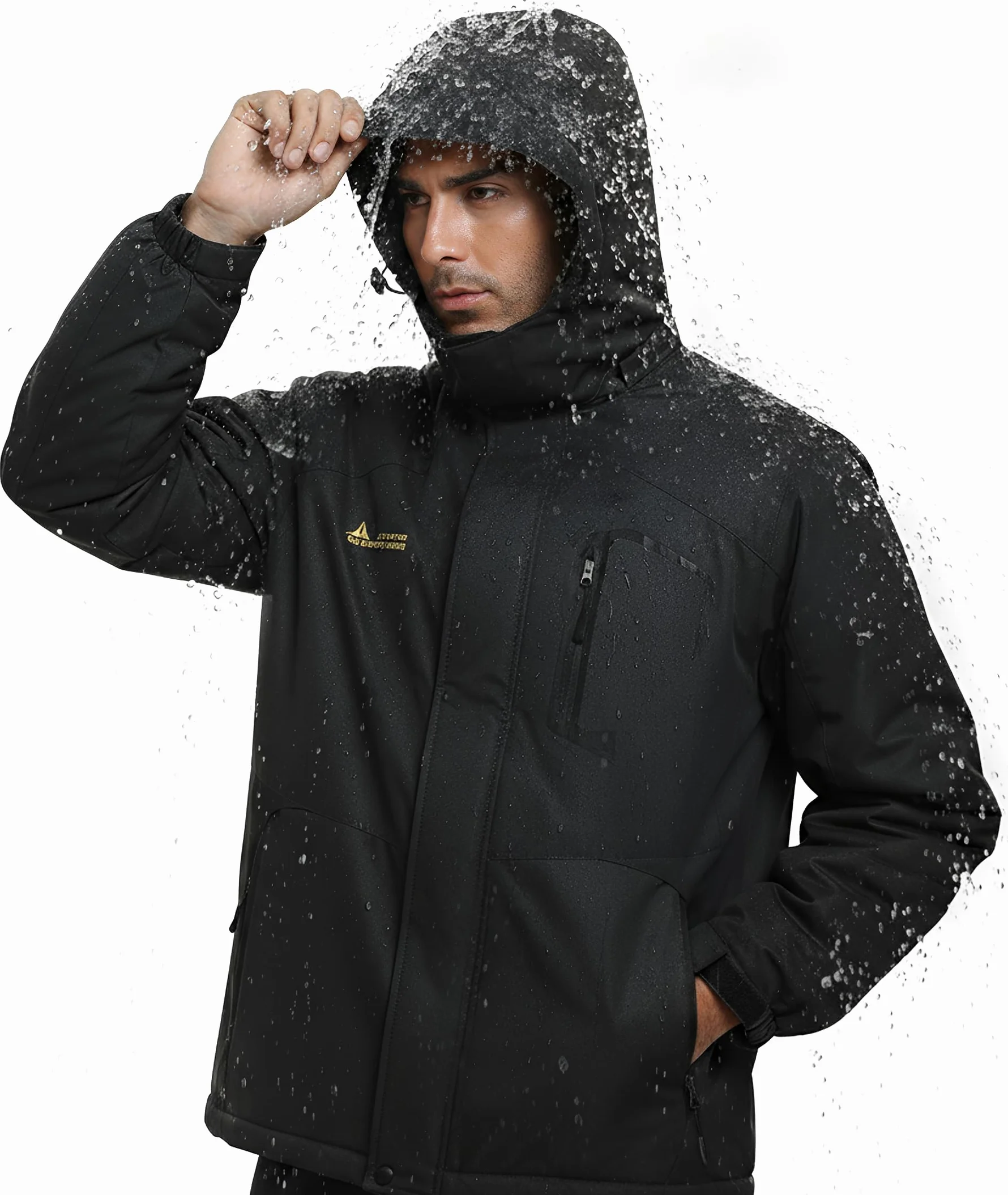 Veste Ski Homme Imperméable Polaire avec Capuche Amovible | Veste Softshell Montagne Snowboard Hiver Chaud Coupe-vent Manteaux Extérieur