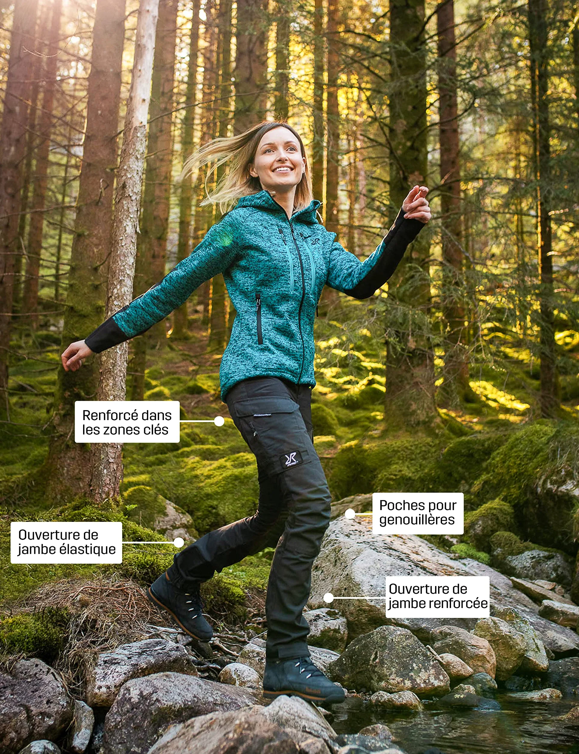 RevolutionRace Femme RVRC GP Pants, Pantalon Durable pour la randonnée et Autres activités de Plein air, Jet Black, XS