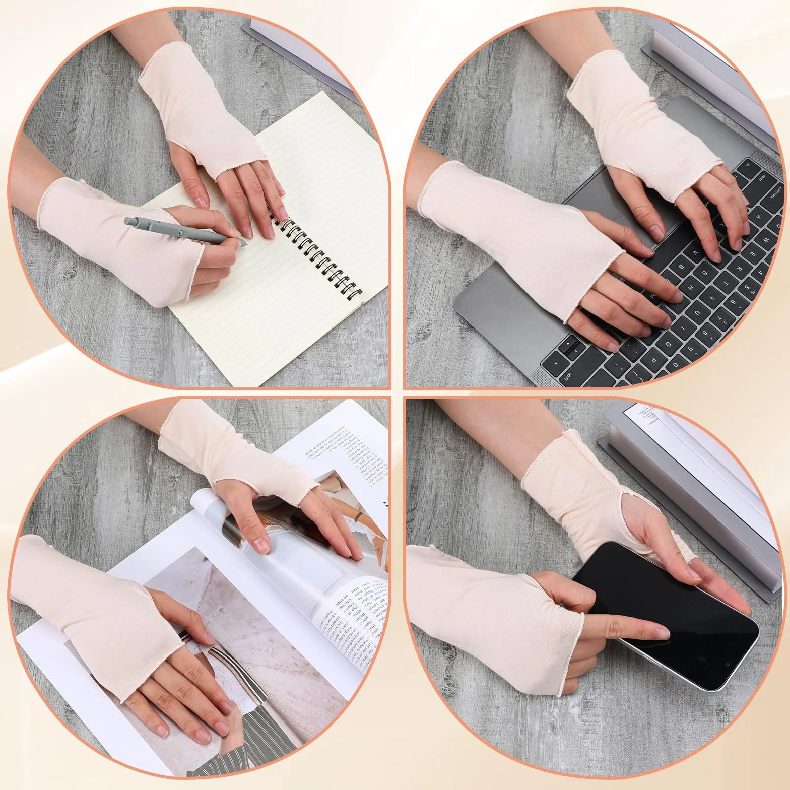 Gants de protection solaire UV femme coton demi-doigts sans doigts écran tactile lot de 8 paires