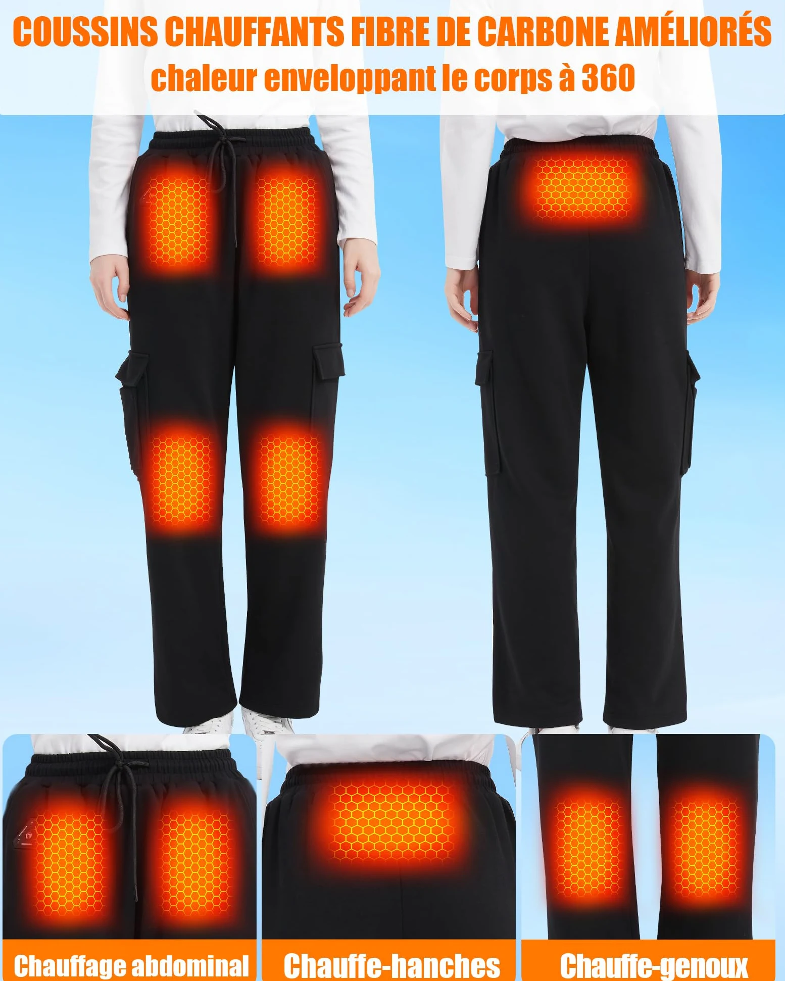 CYCYHEAT Pantalon Chauffant Femme & Homme avec Batterie et Commande 4-en-1 – Pantalon Thermique Imperméable avec Technologie de Chauffage Améliorée pour Ski, Randonnée & Activités Outdoor