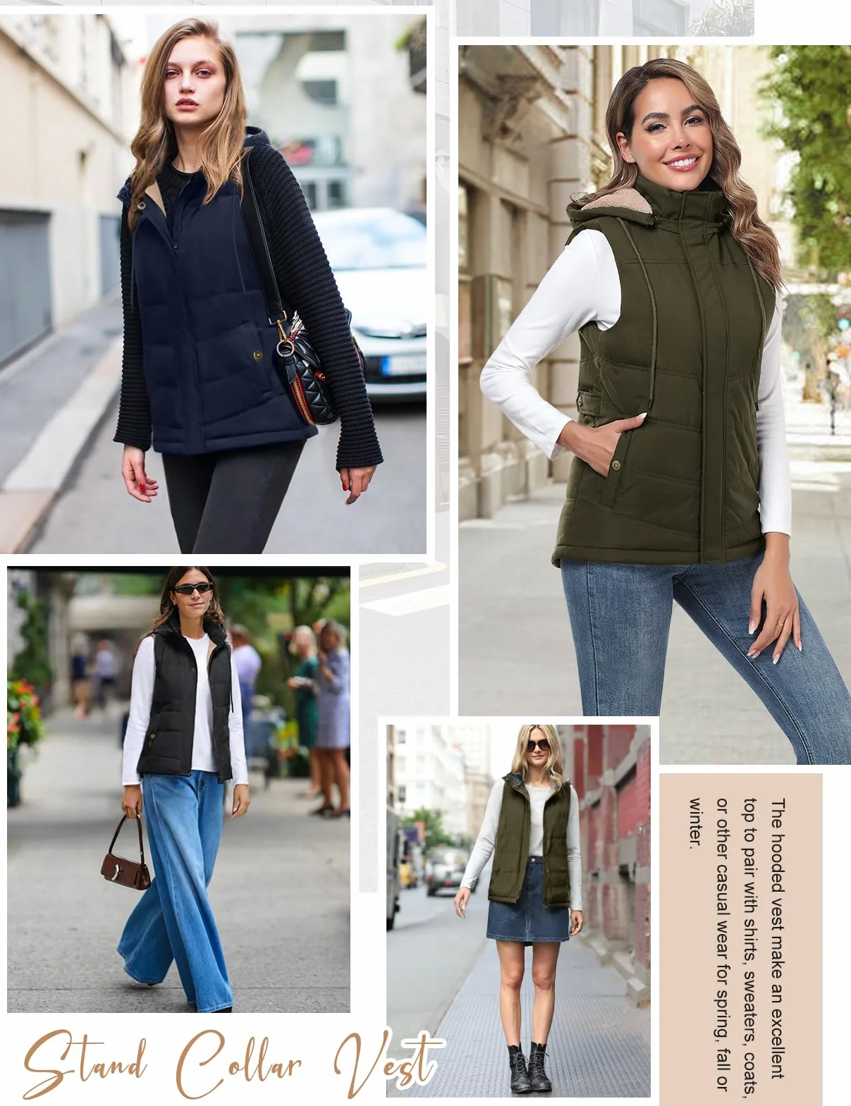 Tuopuda Manteau Femme sans Manche, Veste sans Manche Polaire Chaud Automne Hiver Gilet sans Manche à Capuche Amovible Hooded Coat Zippée Waistcoat avec Poches