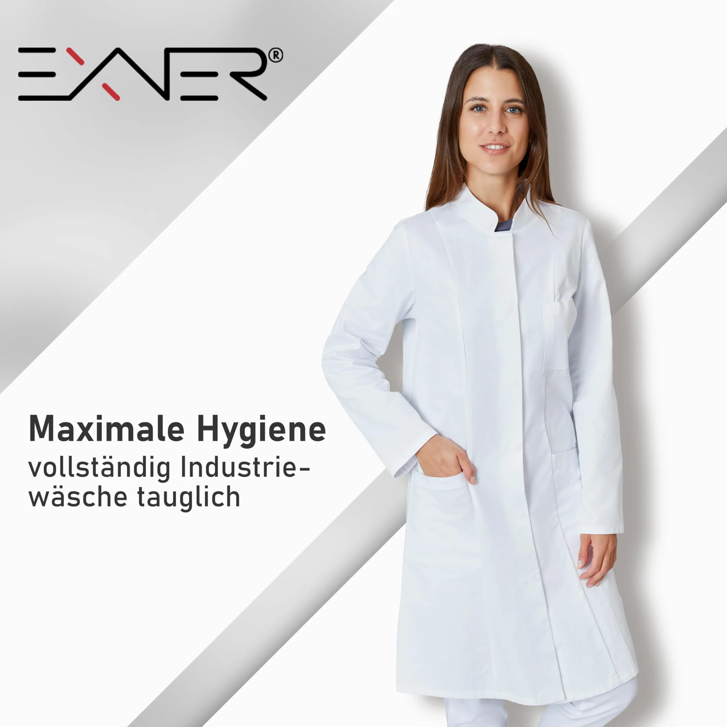 Exner Blouse de médecin pour femme - Blouse de laboratoire - Manteau de travail - Médecin - Blanc - Taille 5XL