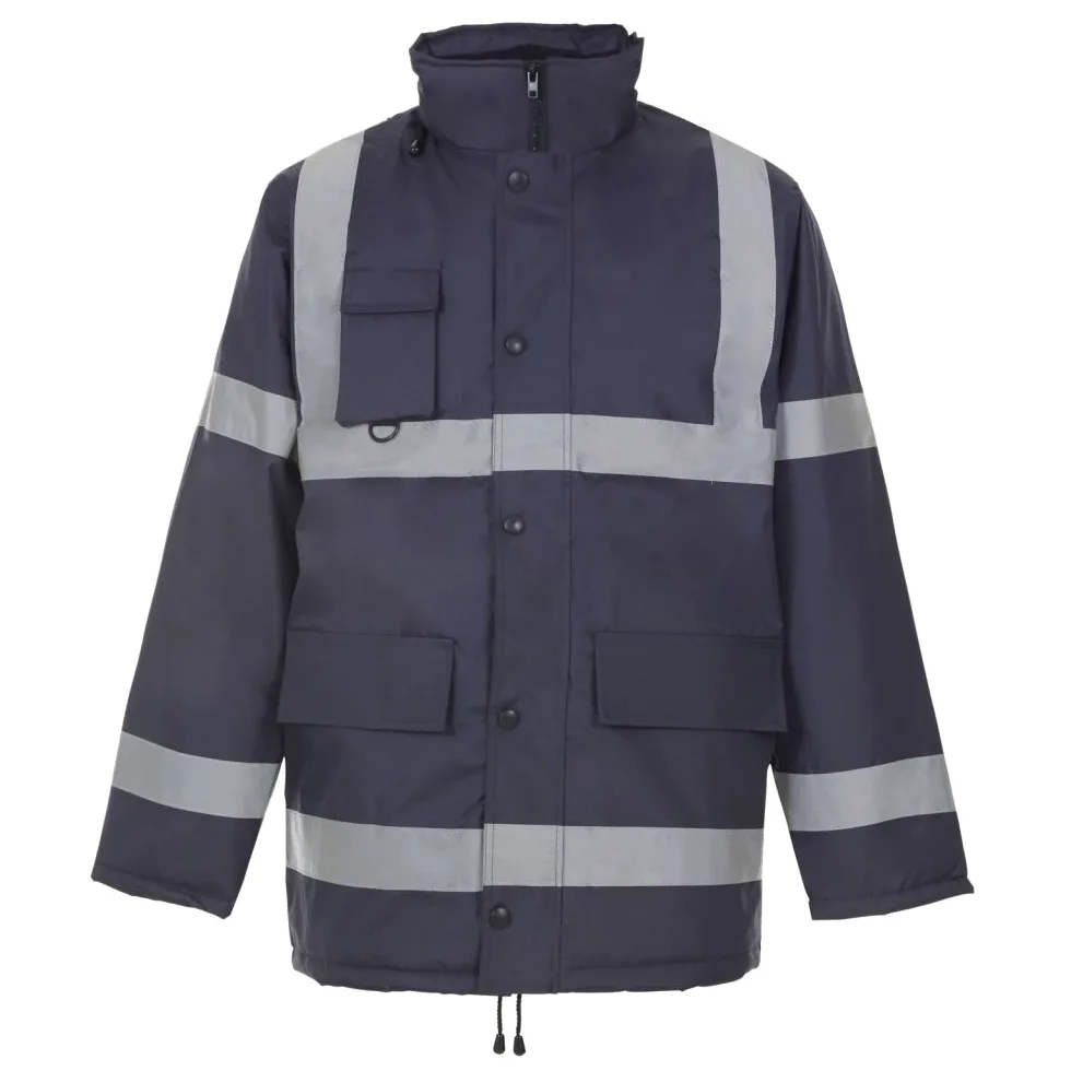 Veste de sécurité haute visibilité pour homme avec capuche rembourrée et imperméable