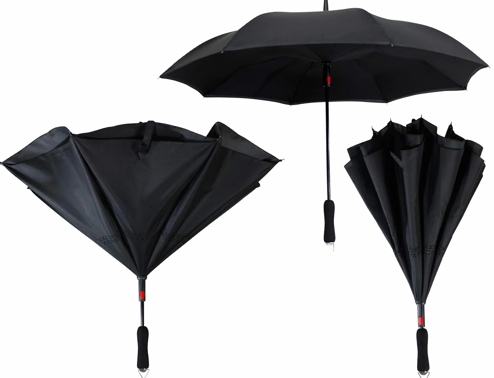 iX-brella Parapluie inversé pour ouvrir automatiquement retourné, noir/noir, 106 cm
