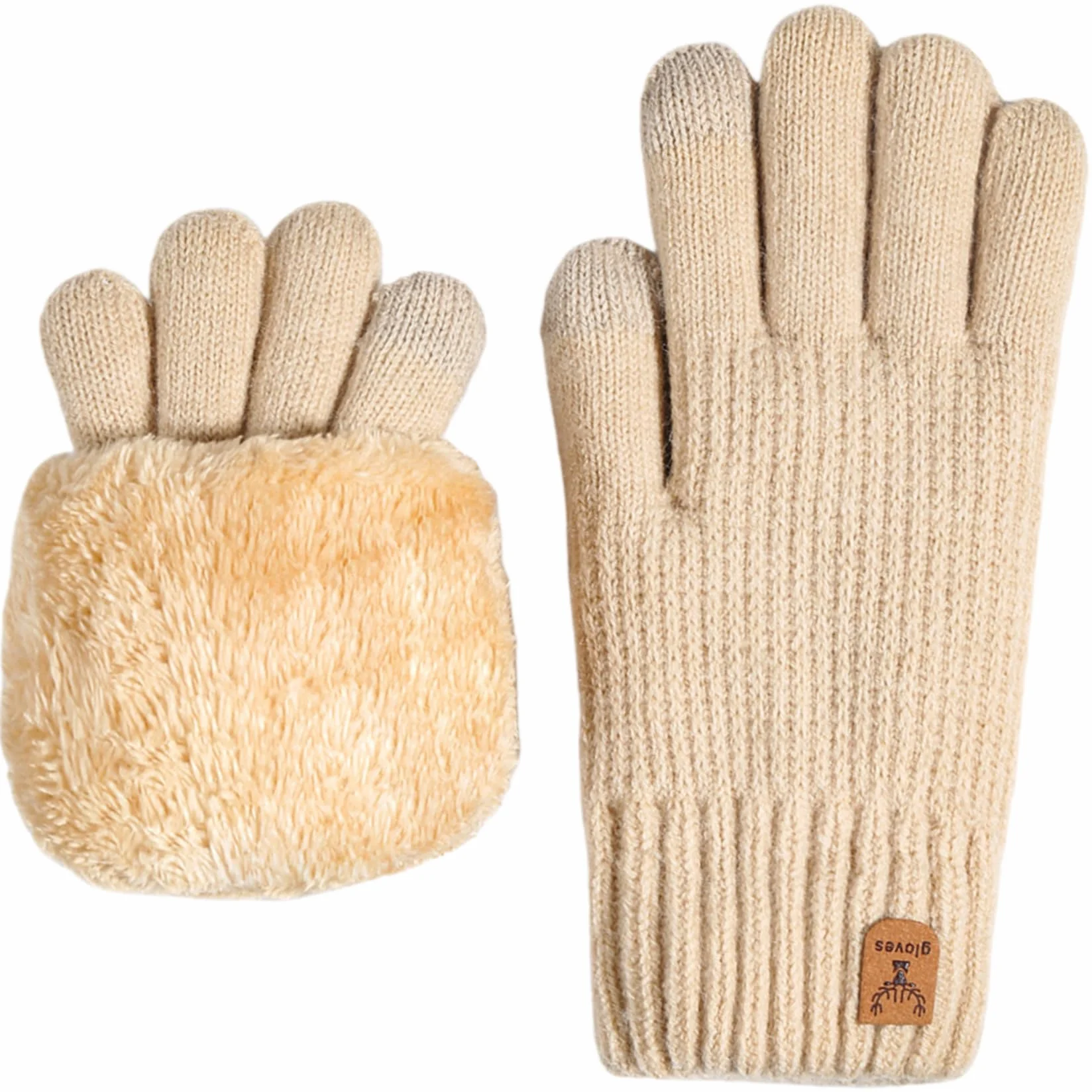 Gants D'Hiver Chauds Gants D'Hiver En Laine Tricotée Pour Hommes Et Femmes, Écran Tactile Et Velours Épais, Résistants Au Froid Et Chauds, En Cerf Sika
