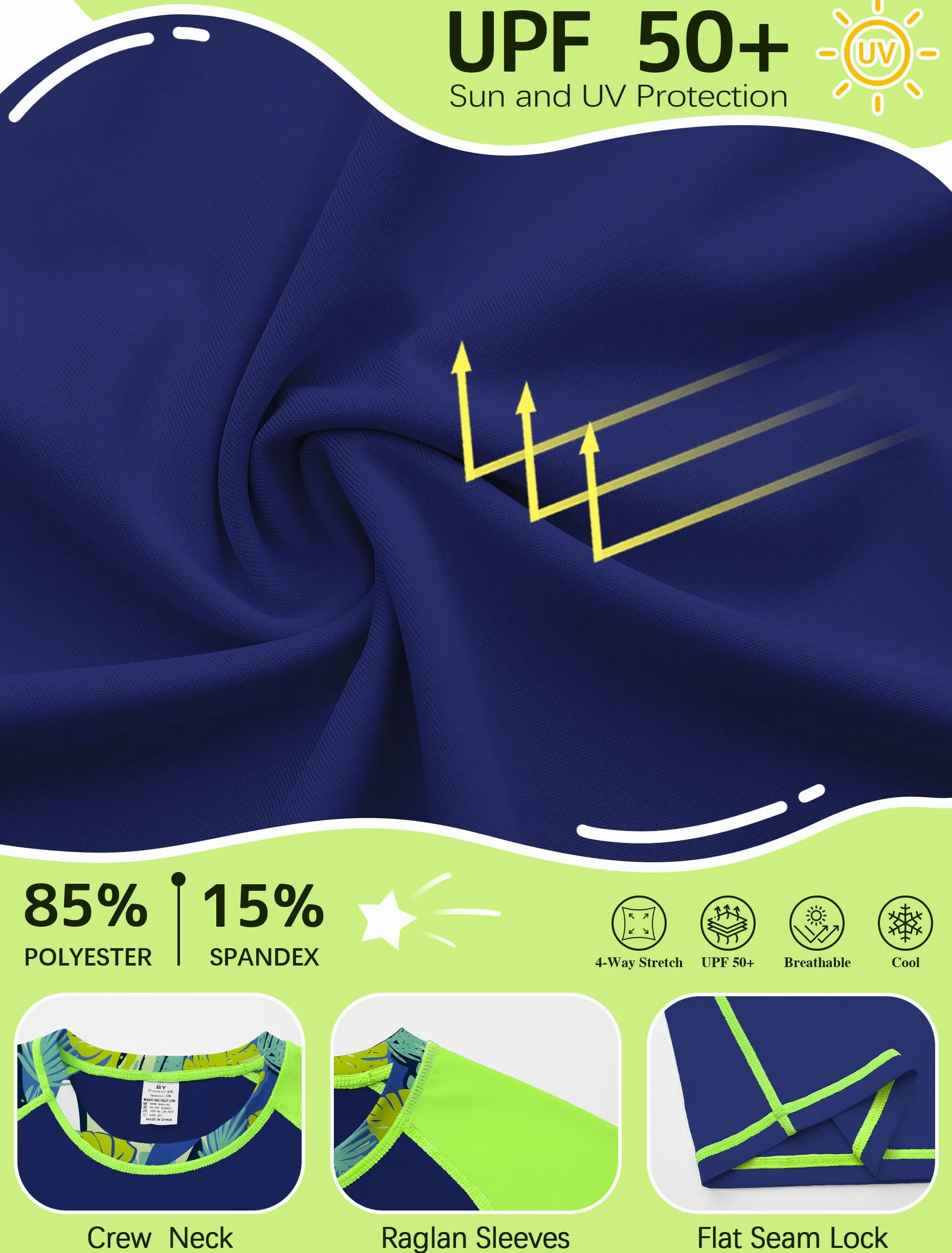 ANGEL CITIZ Rashguard Enfant Garçon Manches Courtes Haut de Maillot de Bain Anti-UV UPF 50+ Séchage Rapide Chemise Natation pour 8-12 Ans Adapté à la Natation Plage Piscine