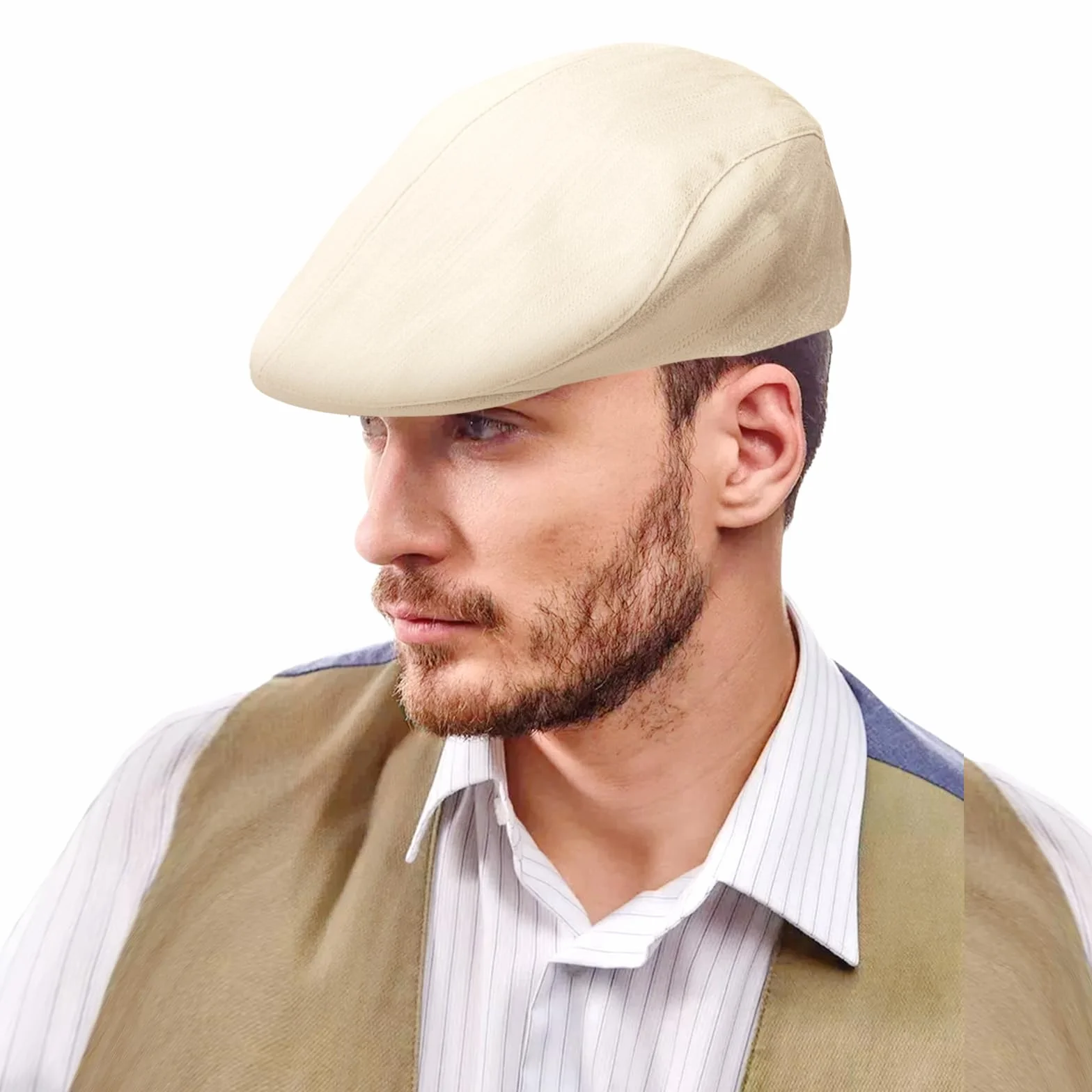 Casquette plate beige pour homme et femme, béret réglable, casquette plate en coton brossé, casquette plate pour homme, chapeau gaveur de peintre, casquette en coton brossé pour le golf