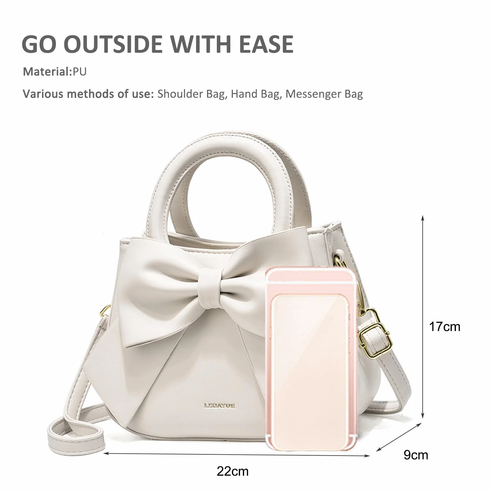 Nicole & Doris Mini Sac à Main en Cuir Bandoulière Crossbody pour Femme Blanc