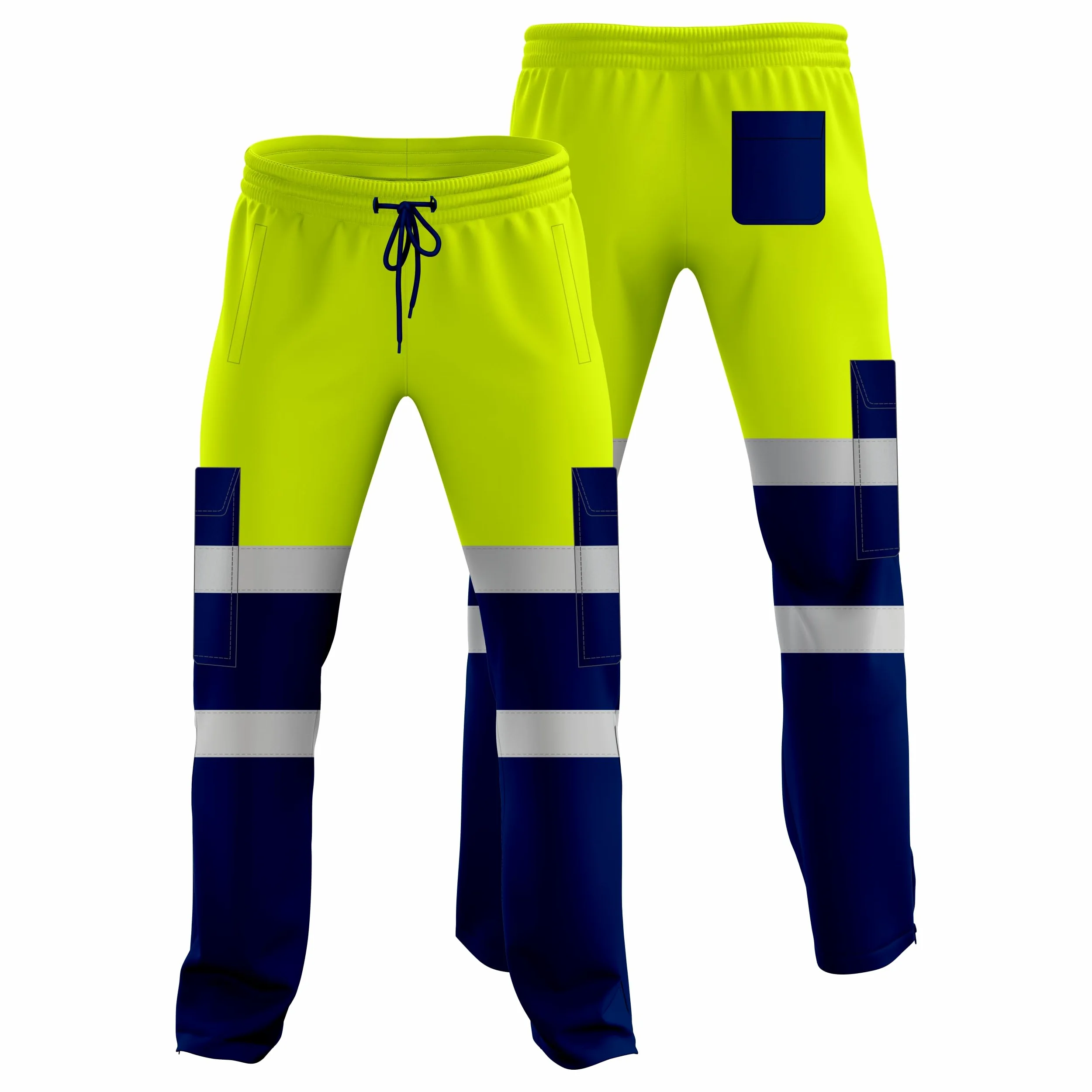 mymixtrendz Pantalon de jogging bicolore haute visibilité pour homme avec bande réfléchissante et ourlet ouvert