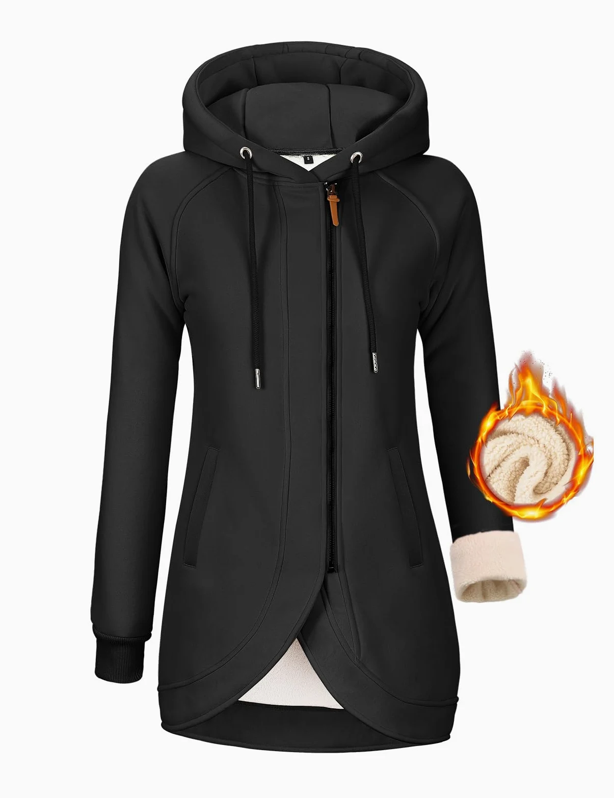 Voqeen Veste Polaire Femme Manches Longues Sweat à Capuche Sweat Zippé Hoodie Manteaux Femme Hoodie Hiver Veste d'hiver Doublé Polaire Chaud