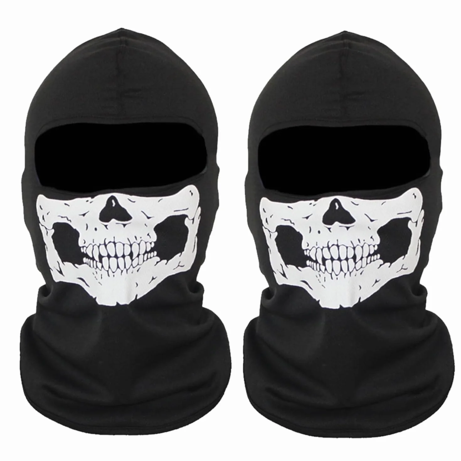 Cagoule tête de Mort,2 Pièces Masque de Crâne Cagoule Ghost Cagoule Moto Cagoule Skull Cagoule Ghost Masque Ghost Imprimez Masque Balaclava Cagoule tête de Mort pour Ski, Moto, Vélo, Randonnée