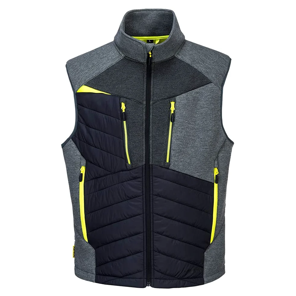 Portwest DX470 DX4 Baffle Gilet Ourlet Incurvé Intérieur Cordon de Serrage | Gris métal, 3XL, Poches Latérales Zippés, Liseré Réfléchissant, Tissu Extensible, Six Poches
