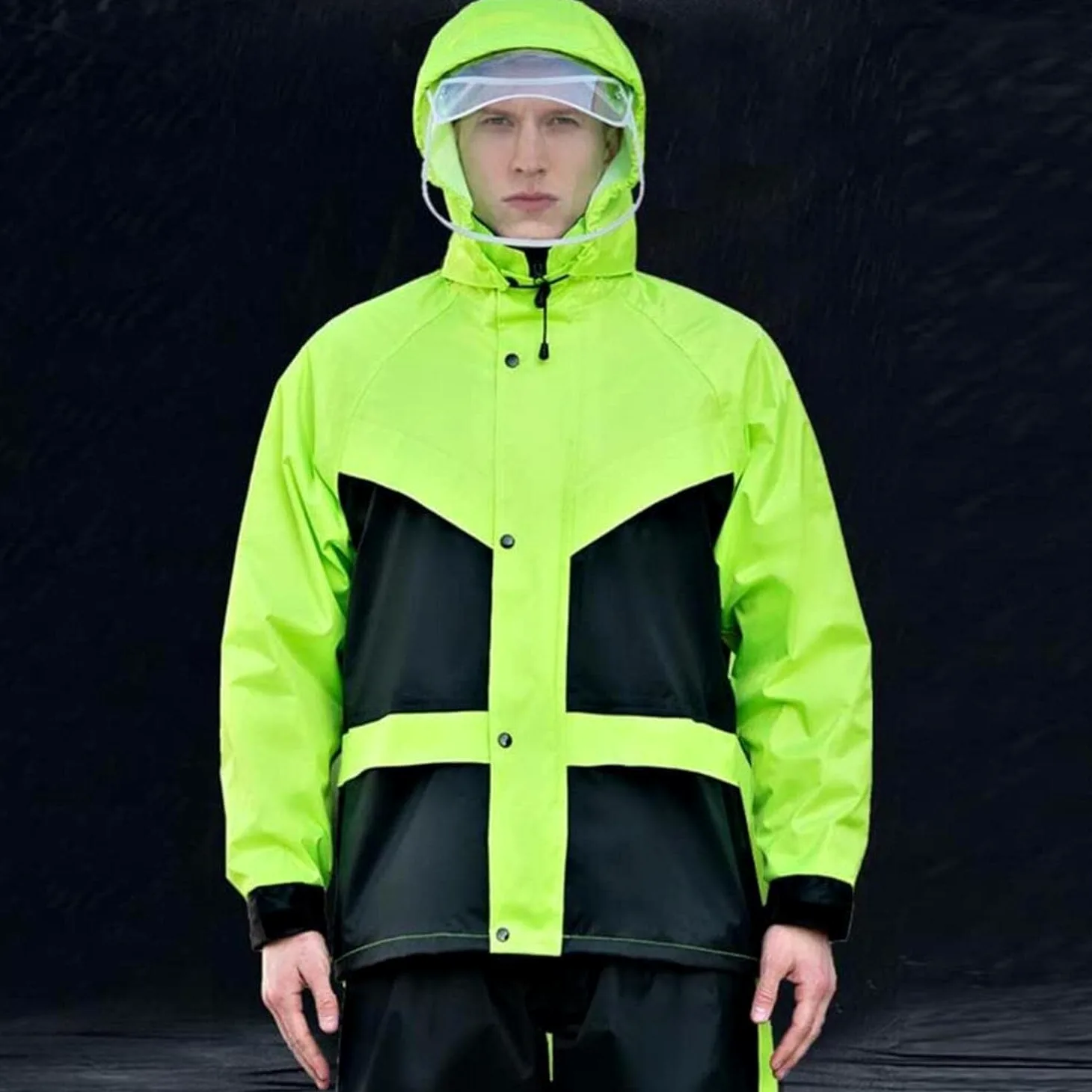 Vêtements de Pluie de Travail Mackintoshes for Hommes et Femmes, flaques d'eau à Capuche for Hommes et Femmes, Mackintoshes et Pantalons de Pluie for Femmes, imperméables en PVC(3XL)