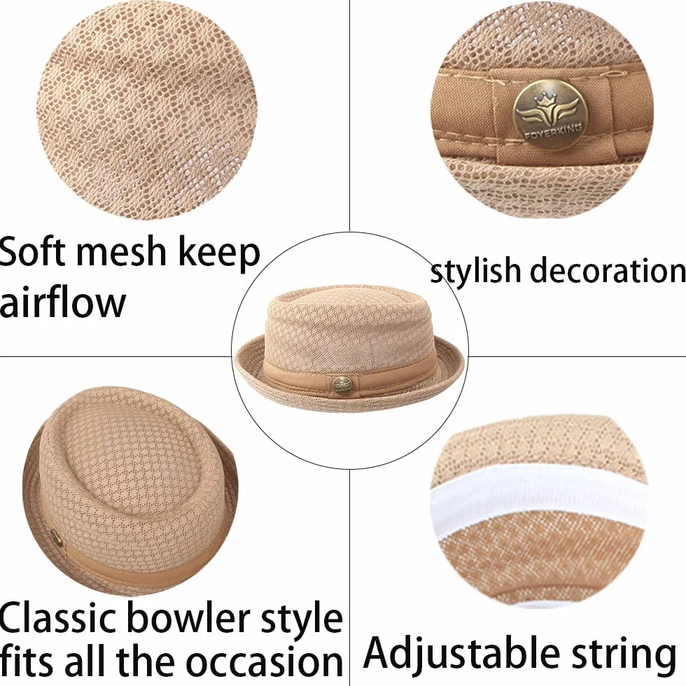 Pork Pie Hut Herren, Nylon Maille Respirant Chapeau Melon D'été Breaking Bad Fedora