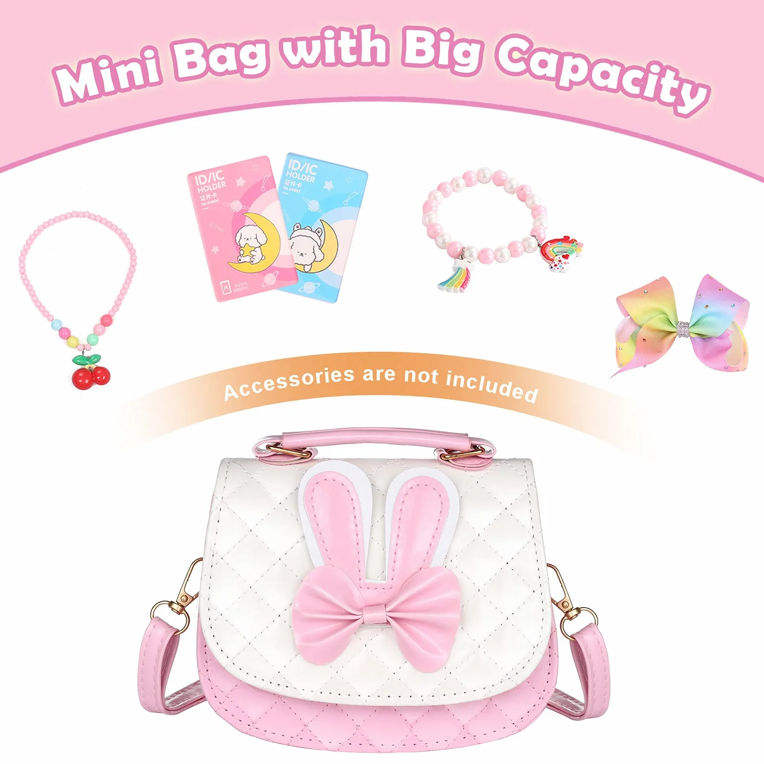 ZWOOS Sac à Bandoulière pour Filles, Cute Bow Bandoulière Sac a Main Petite Fille Mignonnes Épaule, Sac à Main De Mode Pour Petites Filles Sac Bandoulière en Cuir PU Enfant (ROSE)