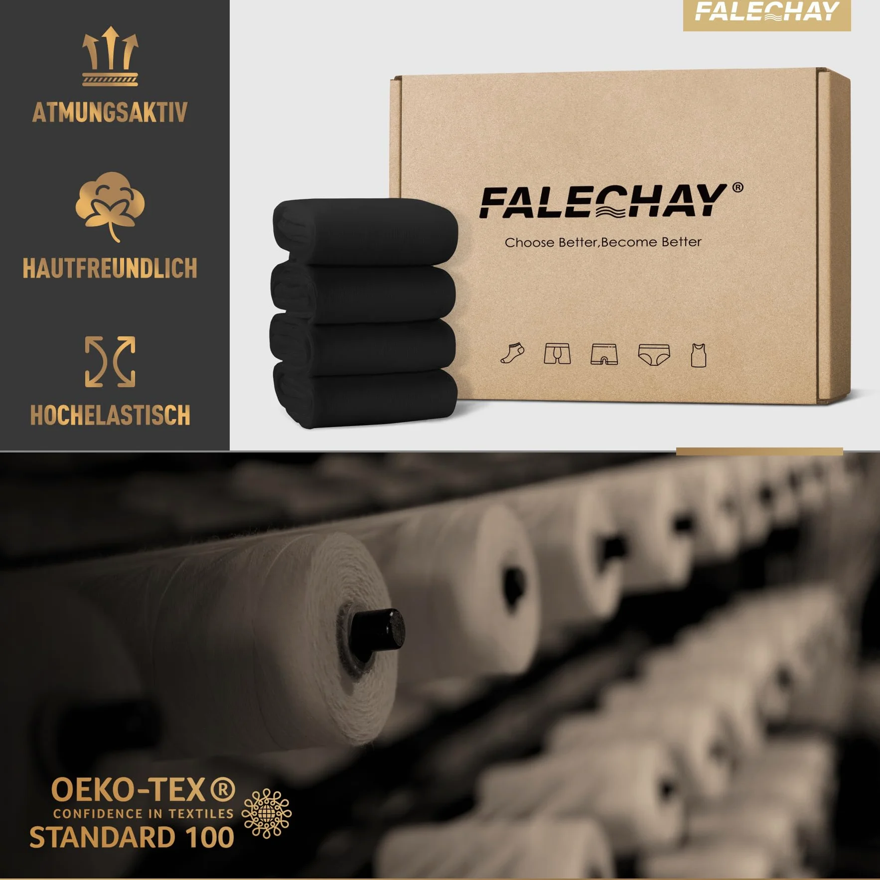 Falechay Lot de 12/24 Chaussettes Hommes et Femmes de Sport Chaussettes | Business,Respirant,Coton,Confortable,Anti-transpirant,Résistant aux trous,Basiques