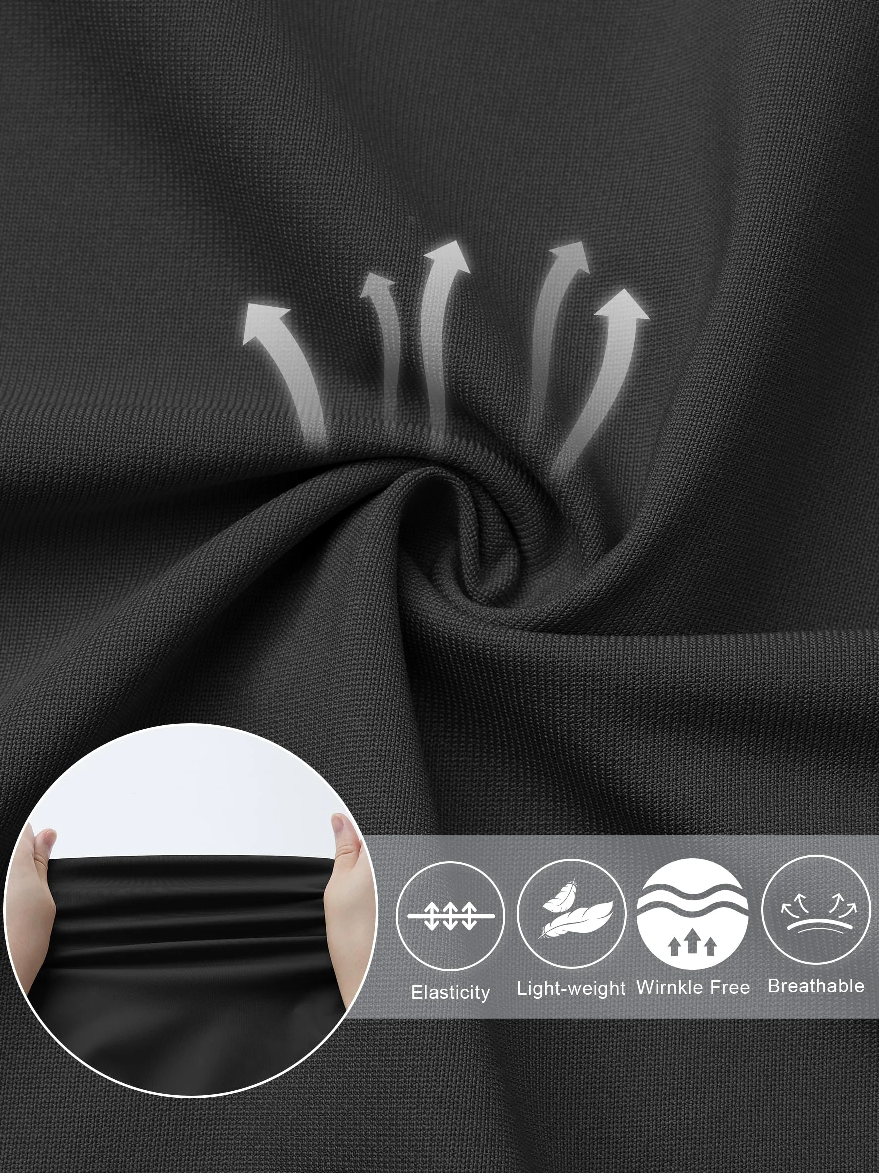 Libin Pantalon habillé pour femme 73,7 cm, 78,7 cm, extensible, jambe droite, pantalon de travail, pantalon de golf décontracté pour le bureau, le travail, le voyage, léger, noir, 34