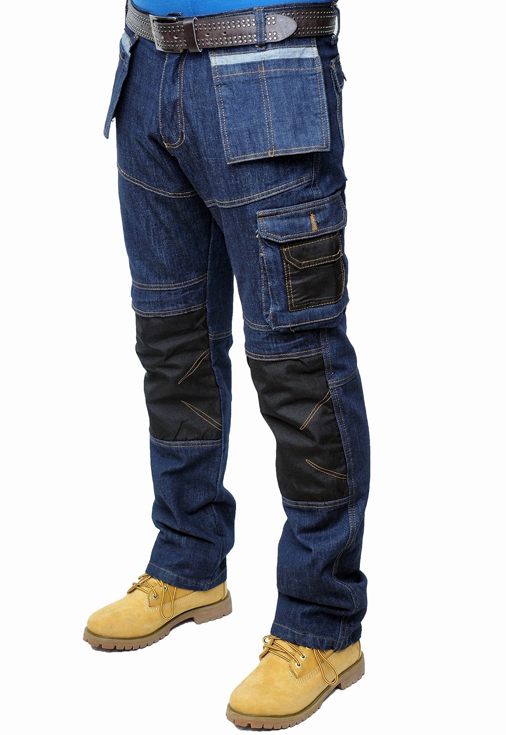Prime Homme Pantalon de Travail Cargo armée Tactique Jeans (BLUE-DENIM-004, 38W X 30L)