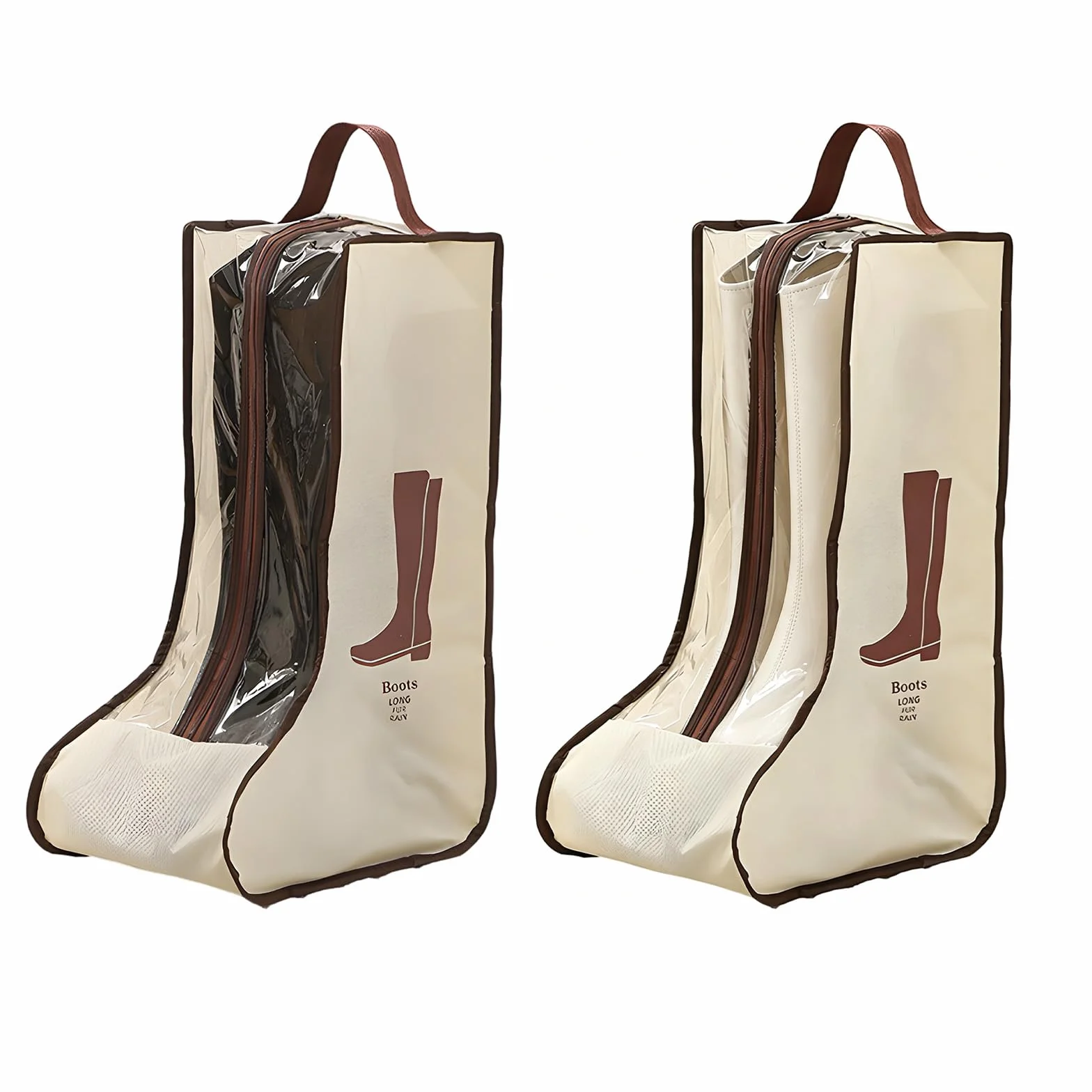 Lot de 2 Housses de Rangement pour Bottes Hautes, Sac Chaussures Imperméable et Anti Poussière avec Poignée, Modèle Portable Adapté Au Voyage, Camping, Salle de Sport et Usage Domestique