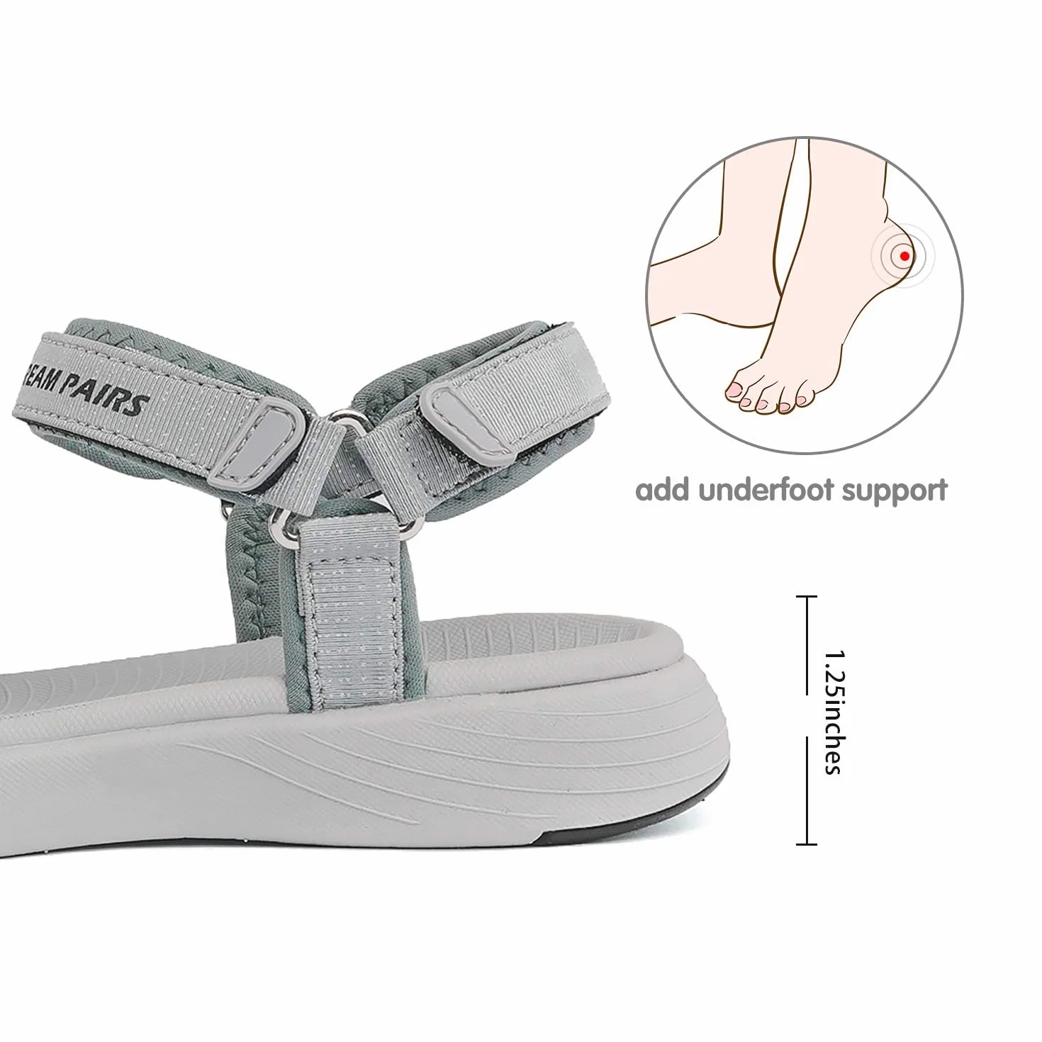 DREAM PAIRS Sandales de Randonnée Femme Confortables Antidérapantes Légères à Brides Réglables Semelle Amortissante Marche Trekking Extérieur Plage Été