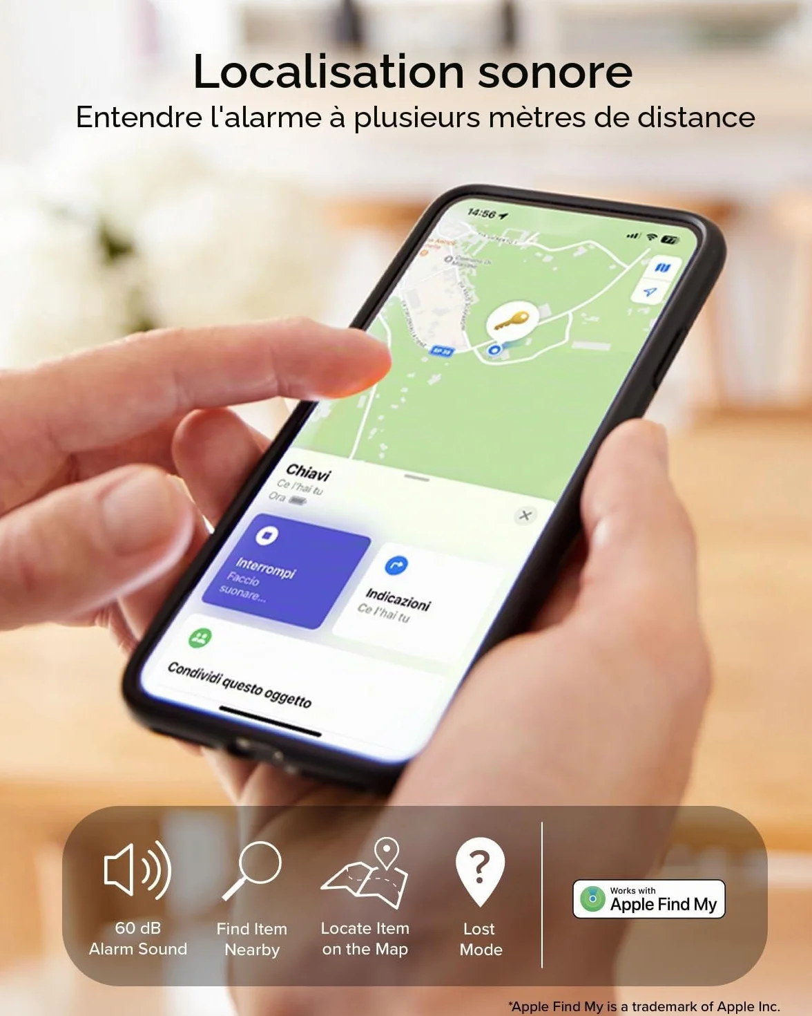 Cadenas TSA avec Localisateur Find My Intégré, Alarme 60 dB, Recharge USB-C, Noir