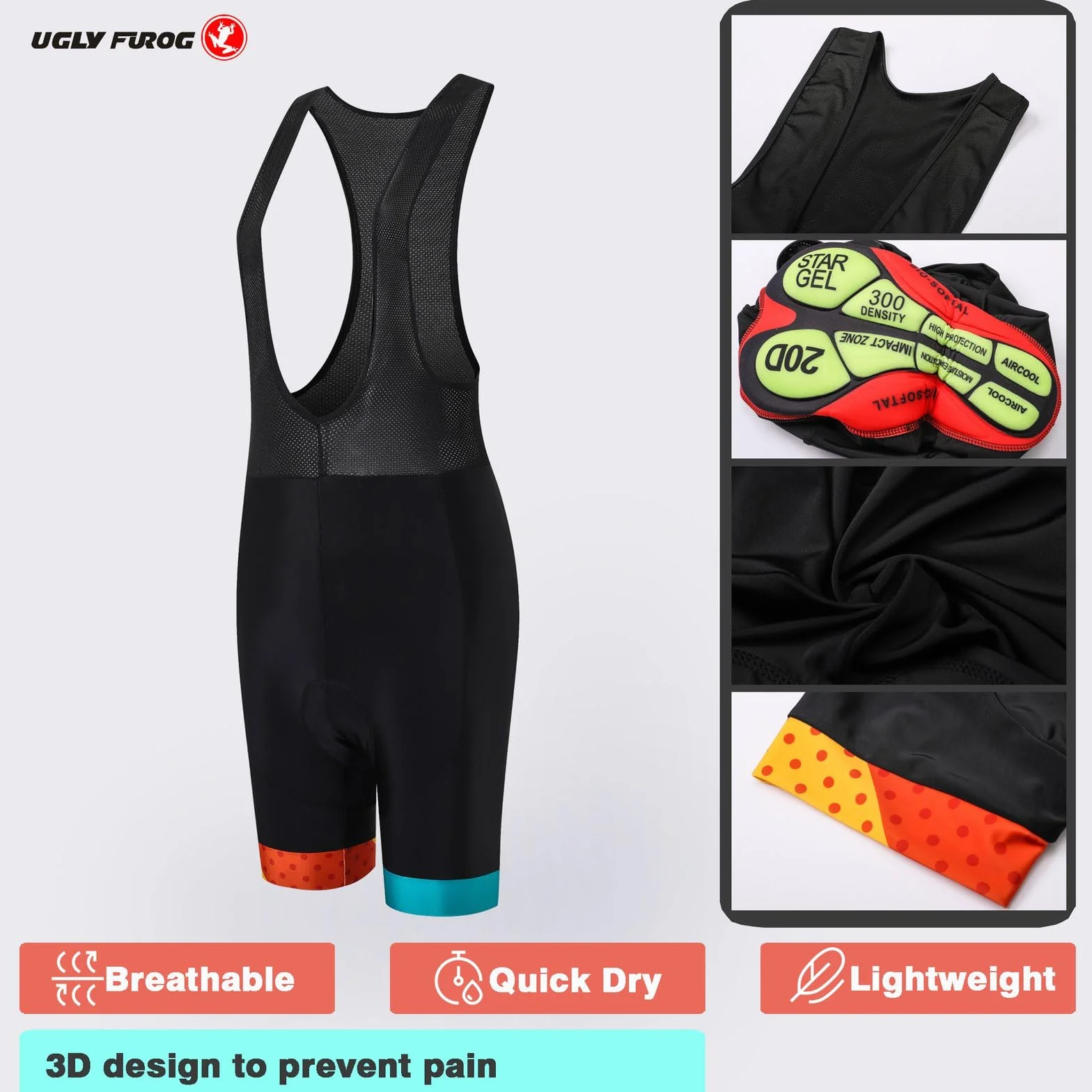 UGLY FROG Femmes Vélo Cyclisme Respirant à séchage Rapide Maillots Set, Jersey Cycle Manches Courtes Veste + Coussin Rembourré Serré Shorts Pantalon