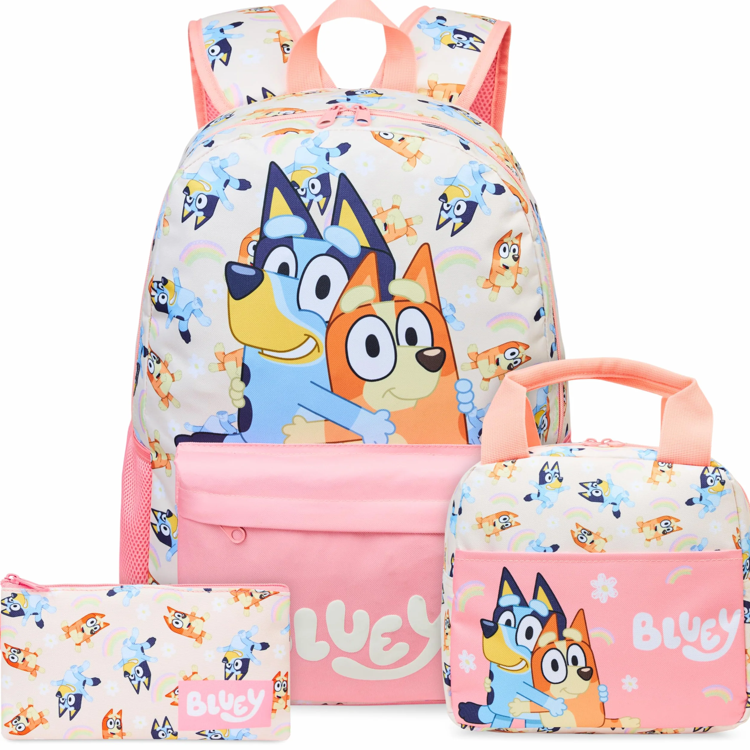 Sac à Dos Fille Bluey Set 3 Pièces Sac Isotherme Trousse Scolaire