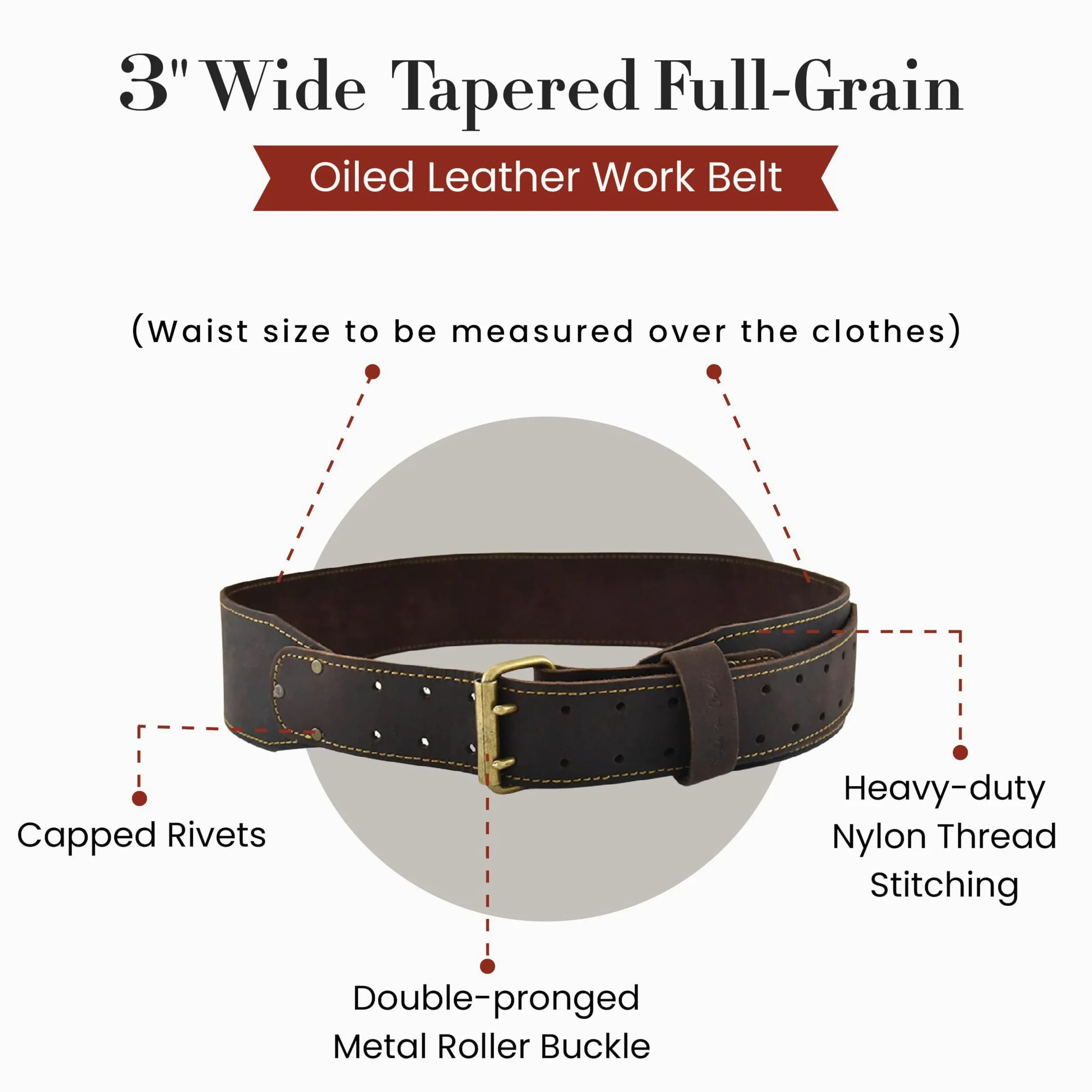Style N Craft Ceinture de travail fuselée pour homme, marron foncé