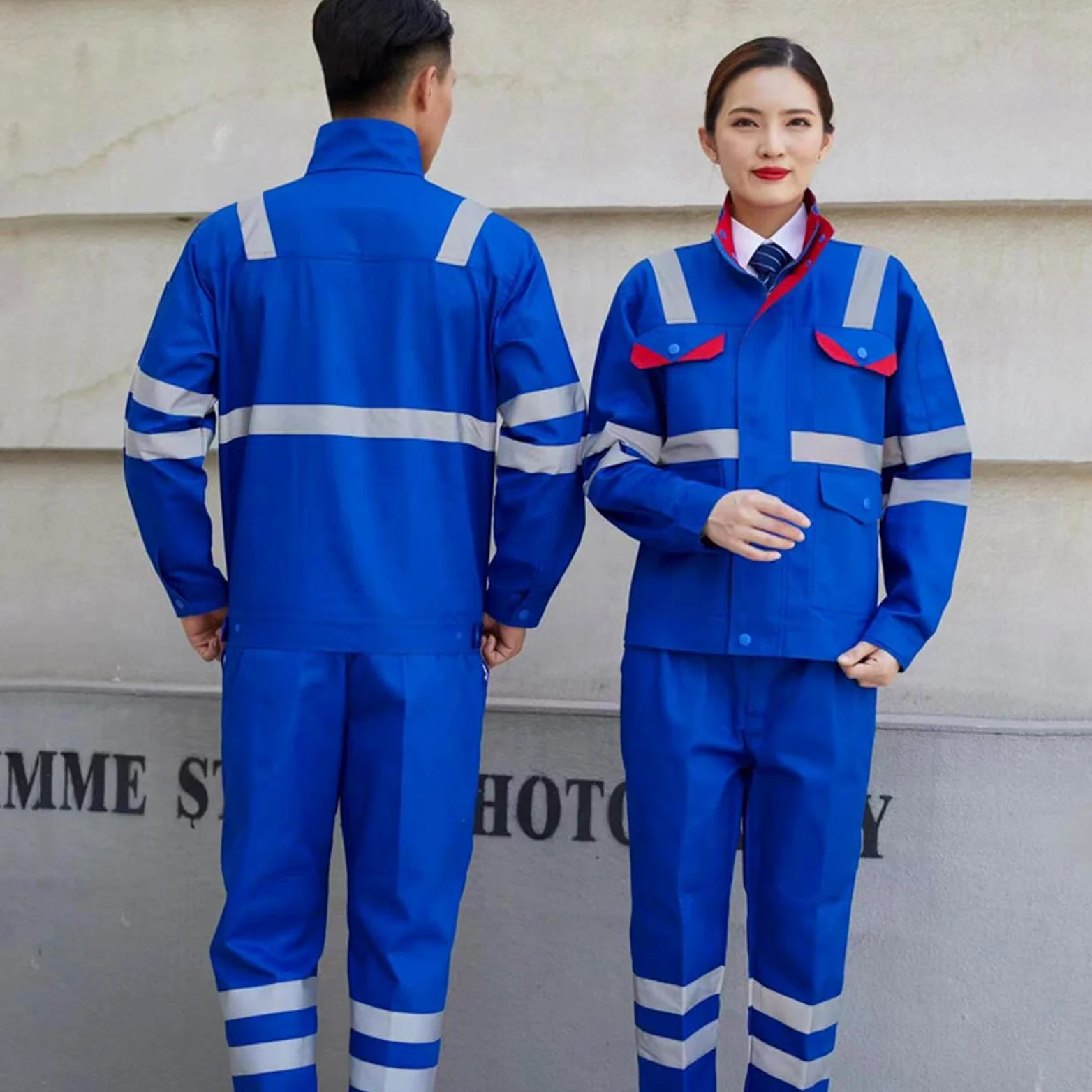 Combinaison À Manches Longues Avec Fermeture À Glissière À Rayures Réfléchissantes Travail Ensemble De Vêtements De Travail Veste Et Pantalon Costume