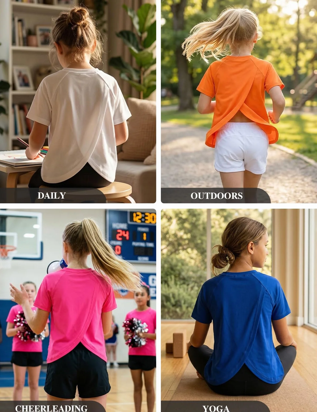 Spring&Gege T-shirt manches courtes UPF 50+ séchage rapide filles dos fendu