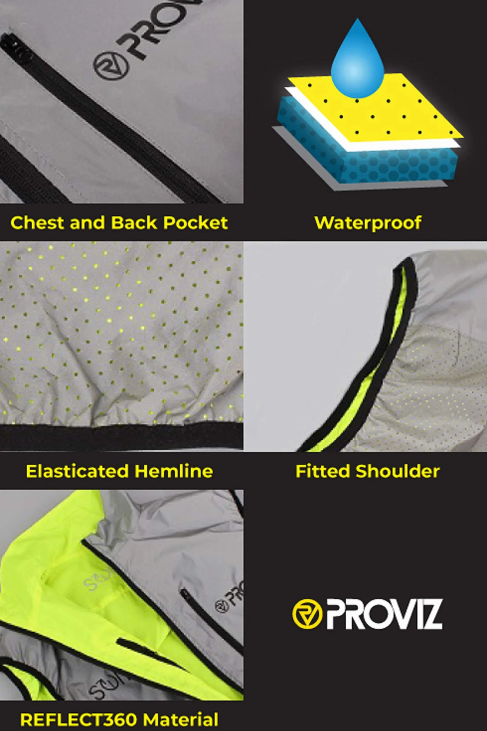Proviz Switch Gilet de Cyclisme réfléchissant Femme Argenté Jaune Taille 38
