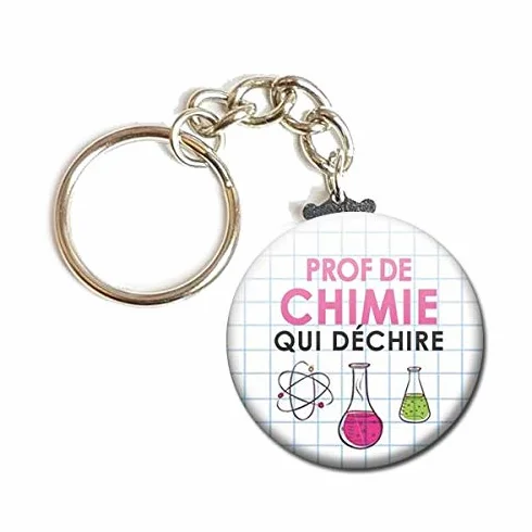 Porte Clés Chaînette 3,8 cm Professeur Chimie Cadeau Fin Année Scolaire