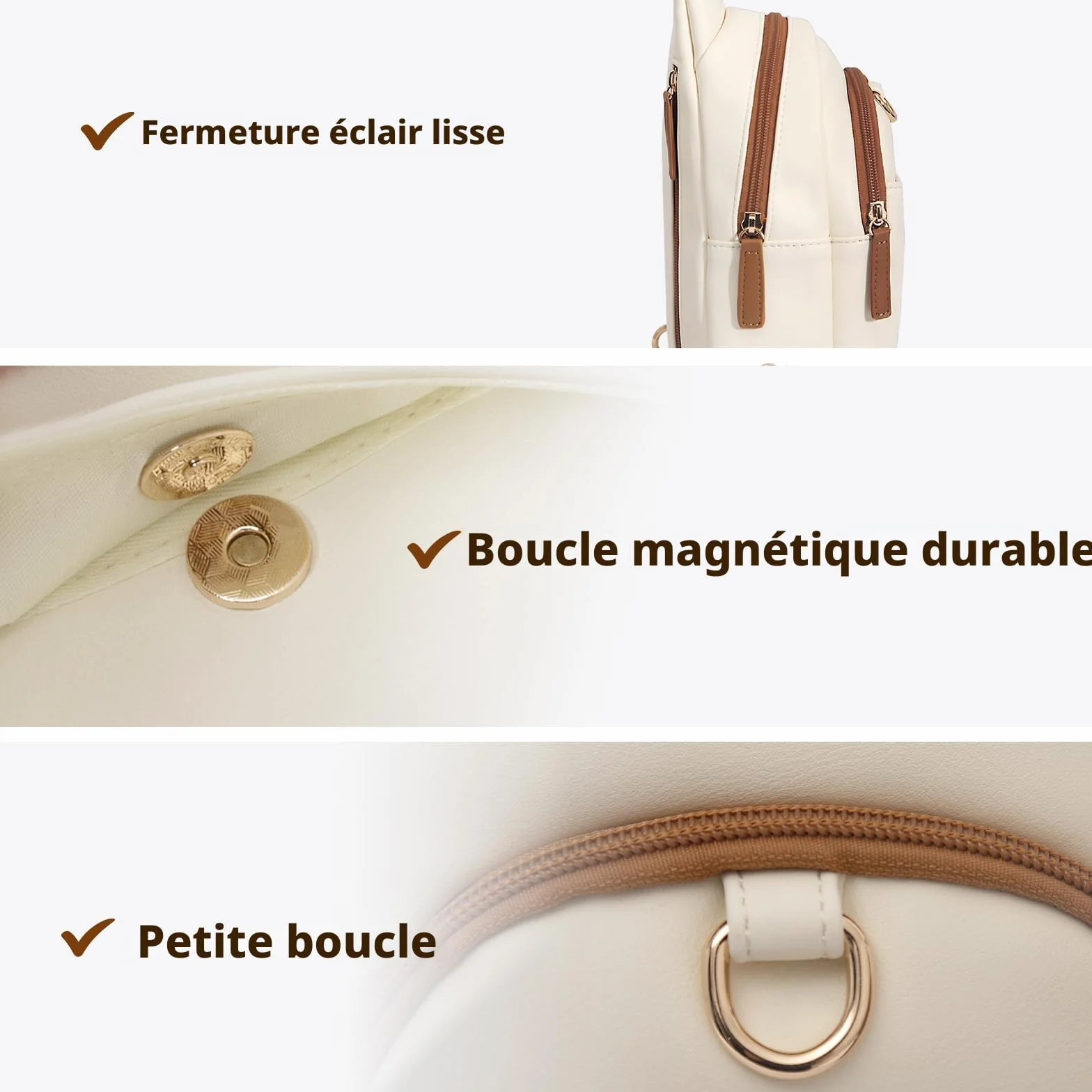 OSOCE Sacs Bandoulière Femme Cuir Sac Banane de Poitrine Antivol Petit sac en PU Multifonctionnel pour Voyage