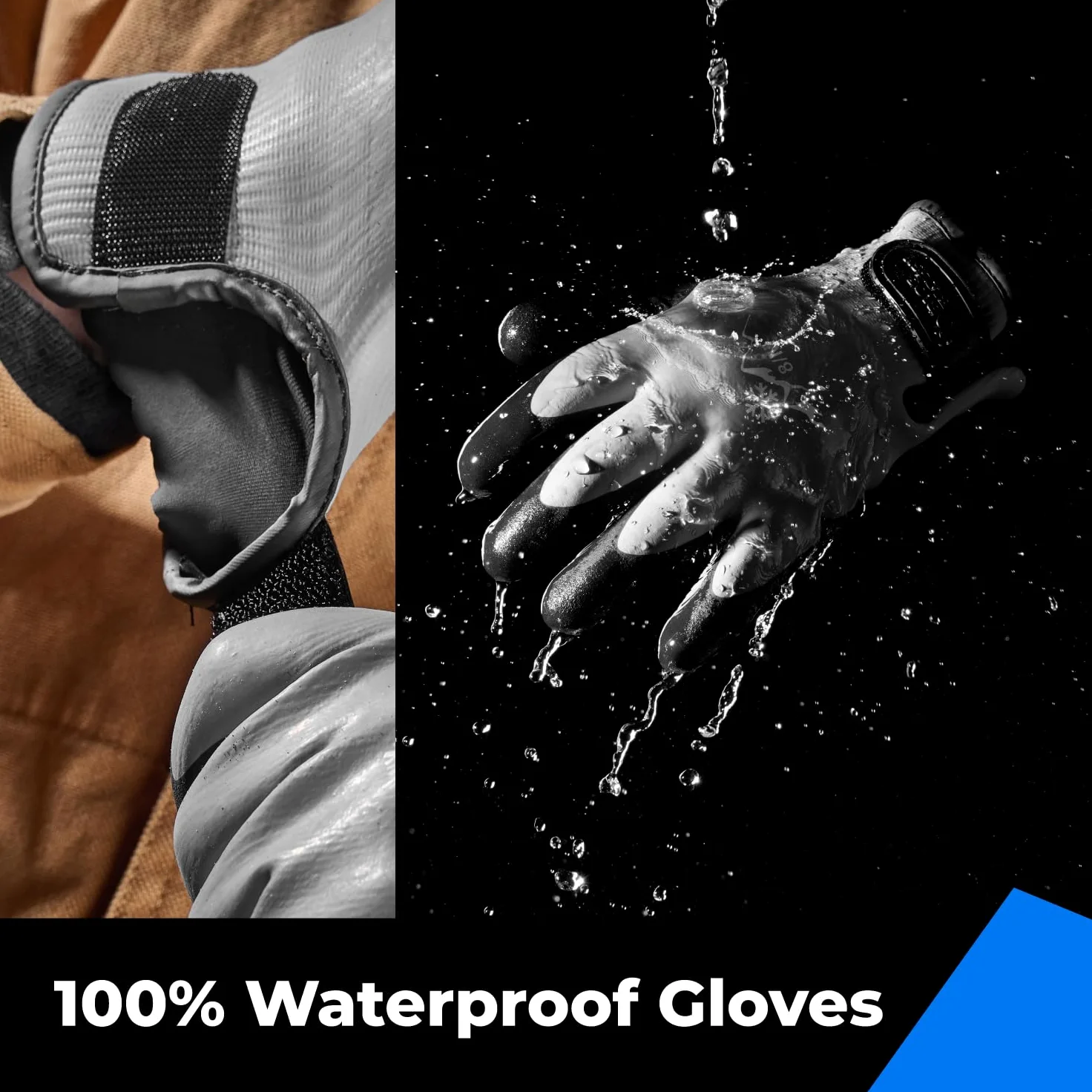 Lot de 3 gants 100% imperméables pour hommes et femmes, gants de travail d'hiver pour temps froid, gants de congélation isolés thermiques, écran tactile, avec poignée, gris, taille S