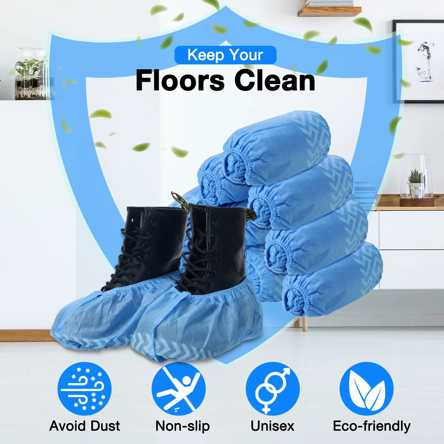 Lot de 600 couvre-chaussures jetables antidérapants, épais et durables pour homme et femme, bleu