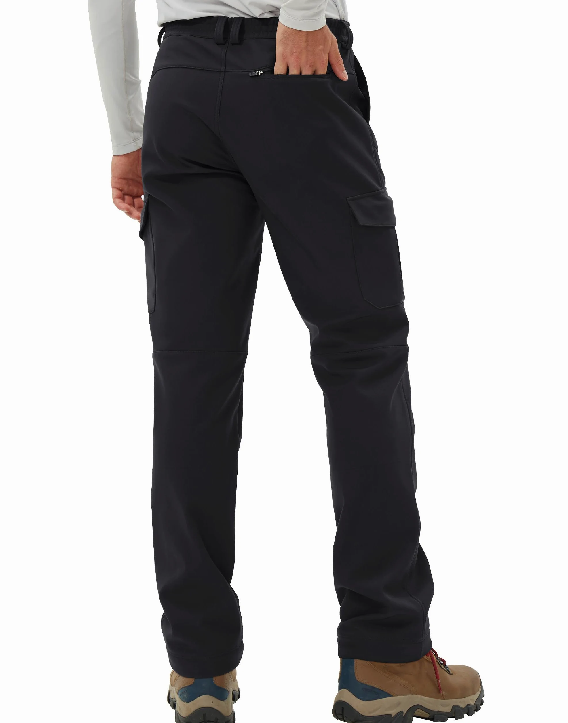 Pioneer Camp Pantalon de randonnée imperméable pour homme - Pantalon cargo thermique - Doublure polaire respirante - Coupe-vent - Avec 5 poches utilitaires