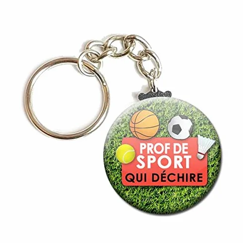 Porte Clés Chaînette 3,8 cm Prof de Sport Idée Cadeau Accessoire Scolaire