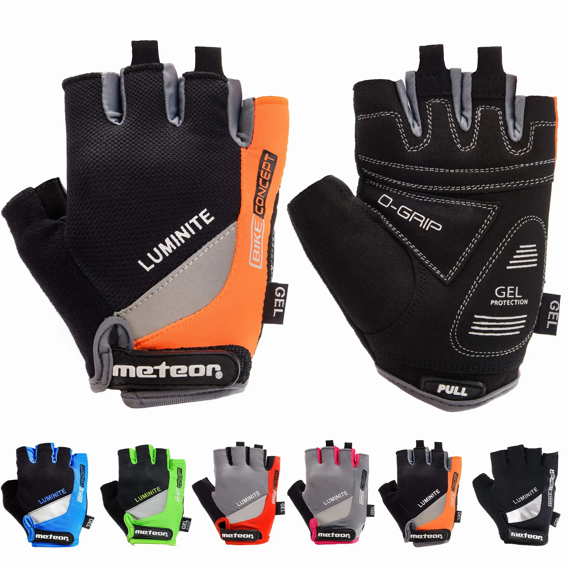 Meteor Enfants Gants de Vélo Garçons Filles Cyclisme VTT Demi-Doigts Antidérapant Mitaines de Sport Antichoc Respirants Courts Réglables Paire