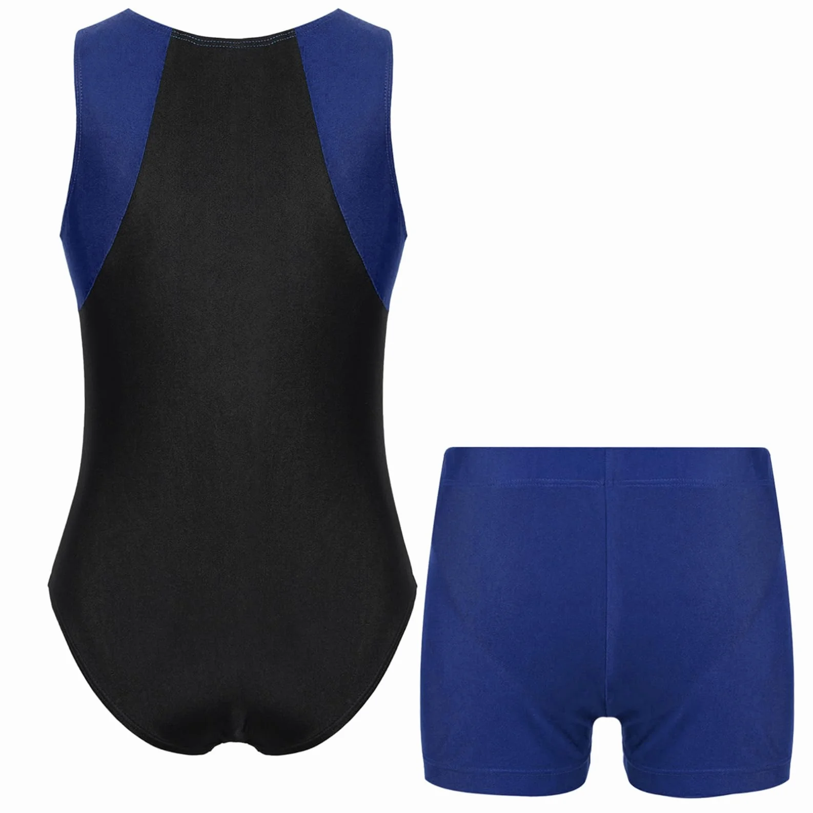 ranrann Enfant Garçon Justaucorps Gymnastique Danse Bodysuit sans Manches avec Short Gym Sport 5-16 Ans