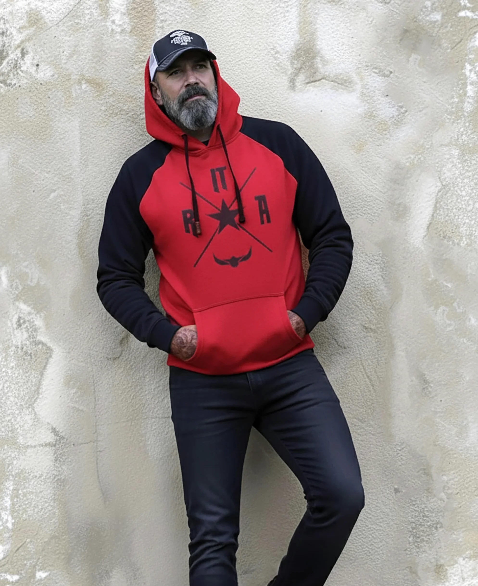 ROCK-IT Apparel Sweat à Capuche Homme, Sweat Raglan 2 Tons, Tissu Doux, qualité supérieure, Tailles S-5XL Couleur Gris