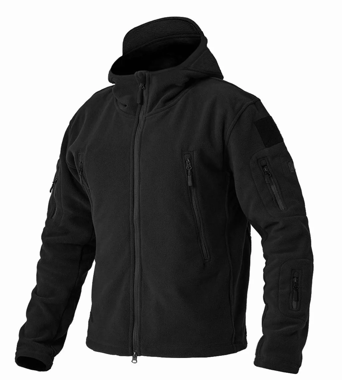 EKLENTSON Blousons Homme Veste Polaire à Capuche Zippée Coupe-Vent de Voyage Tactique Camping Randonnée Chasse Manteaux d'hiver avec Poches Zippées