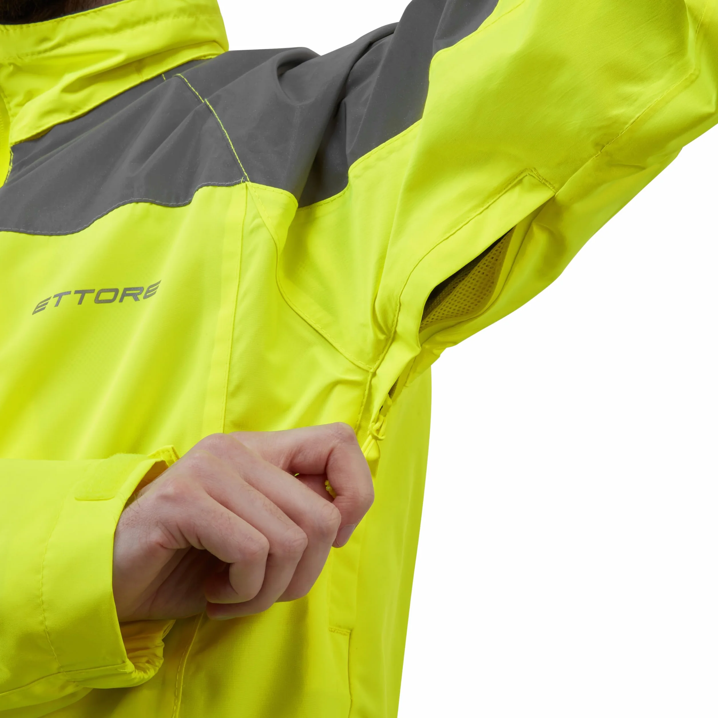 Ettore Veste de cyclisme imperméable pour homme avec capuche amovible respirante haute visibilité – Hybride – Jaune
