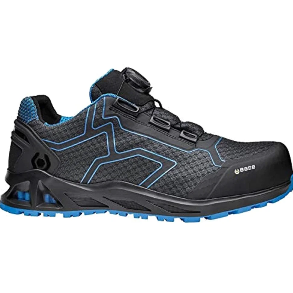 Base Protection B1005B Rush Chaussure de Sécurité avec Système | Noir/Bleu, 43, S1P EN ISO 20345, Polyester, Résistant aux Hydrocarbures, Semelle Fresh'n Flex, Industrie Légère (Services)