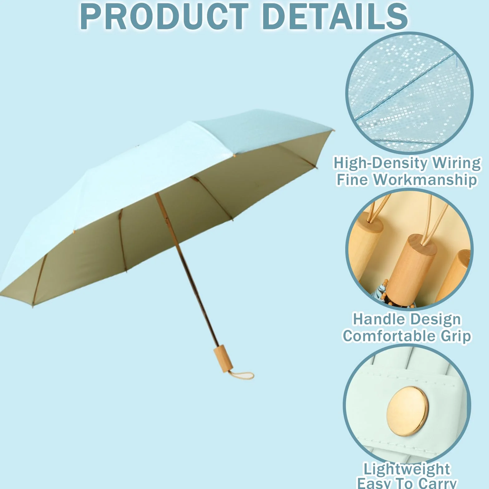FANSU Parapluie Pliant, Ombrelle Anti Uv, Umbrella Compact, Parapluie Solide, Portable, pour Mariage Golf pour Femme Homme Enfant