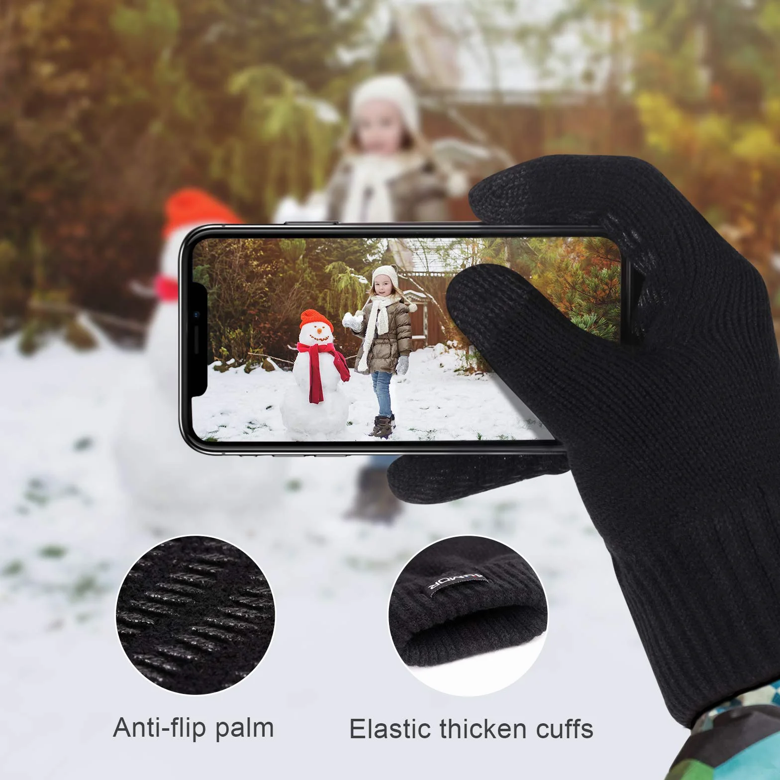 4UMOR Gants Tactiles Hiver pour Homme Femme Gants à Ecran Tactile pour Smartphones Tablettes Chauds Doux Elastique pour Camping/Randonnée/Activités de Plein Air en Hiver