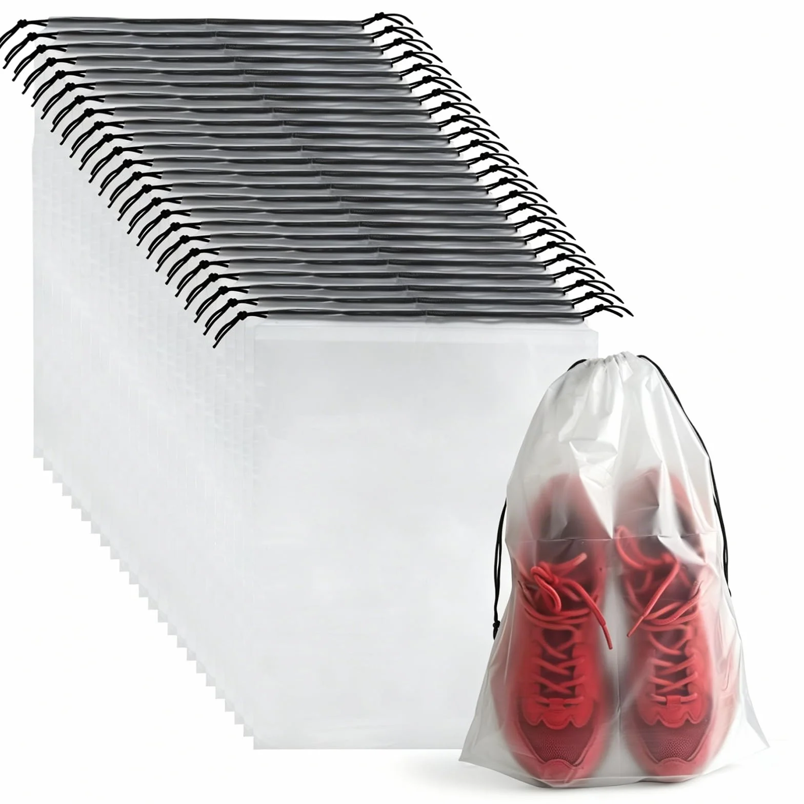 26 Sacs à Chaussures PLULON Transparents pour Voyage, Imperméables et Antipoussière avec Cordon, Organisateur de Chaussures Portable pour Hommes et Femmes, Accessoires de Voyage Essentiels
