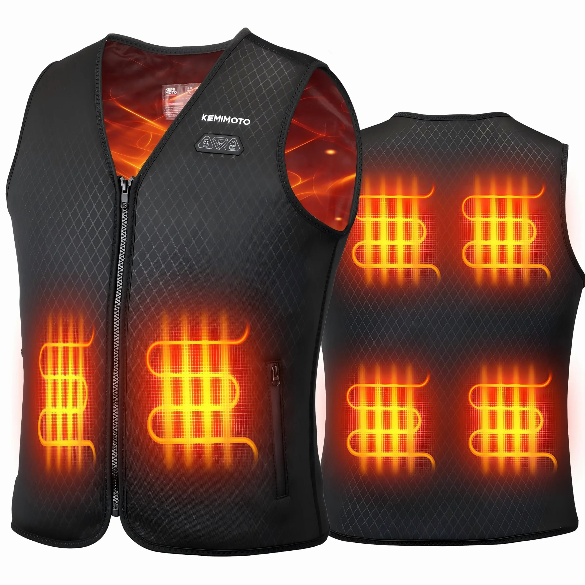 KEMIMOTO Gilet Chauffant Femme, Gilet Chaud et Slim à la Mode, 6 Zones de Chauffage, 3 Niveaux de Chauffage Idéal pour le Camping, le Ski, la Pêche et les Activités de Plein Air (Sans Batterie)