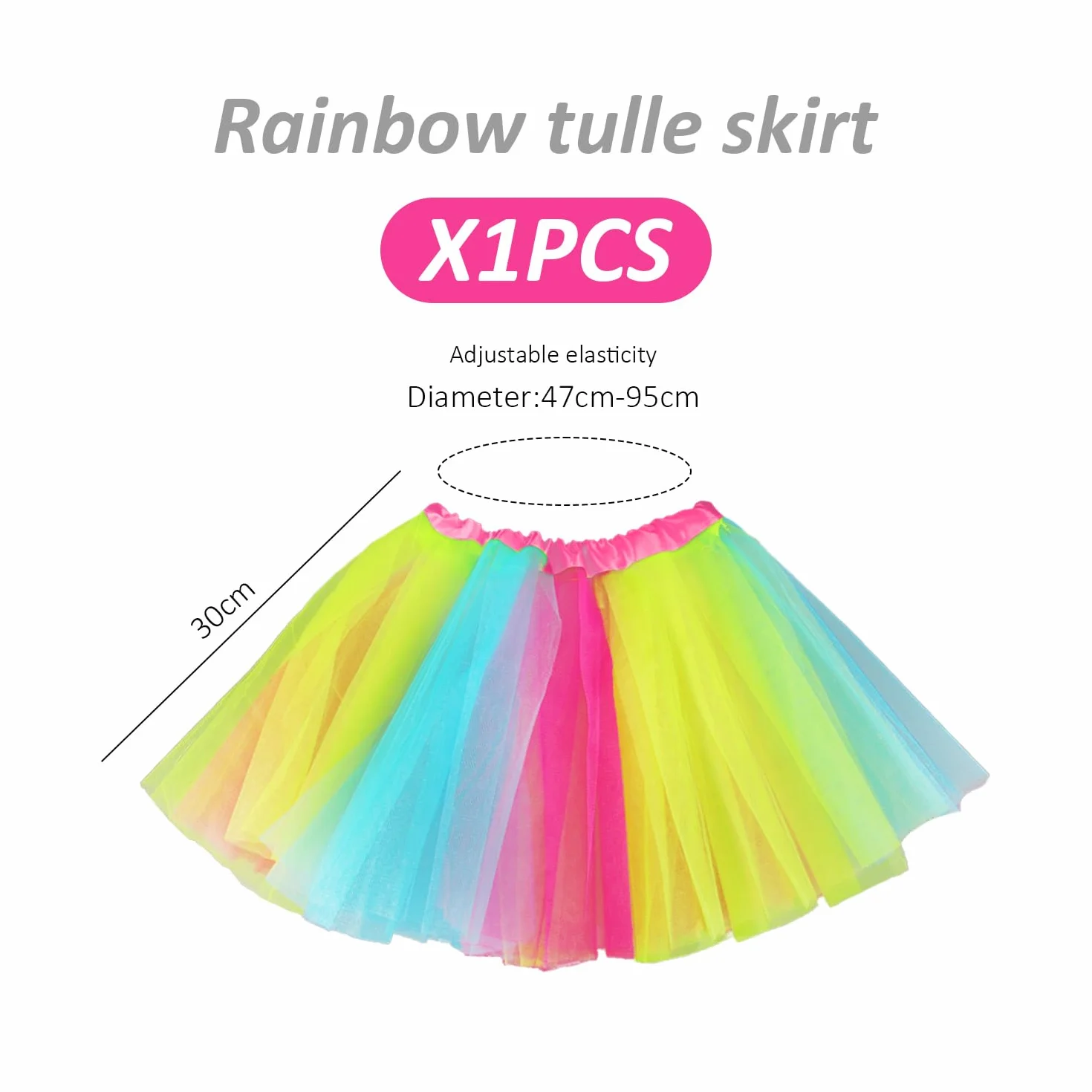 Jupe en Tulle Arc-en-Ciel 1 Pièce, Tutu Doux Et Moelleux, Vêtements De Fête Néon pour Filles, Vêtements pour Enfants des Années 80, Tutu De Danse à Bande élastique